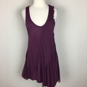 Free People Knit Maroon Lace Inset Tank Medium